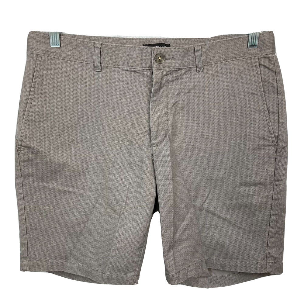 Saks Fifth Avenue Shorts Mens Sz 32 Gray Cotton Stretch Twill Chino Khaki Beige